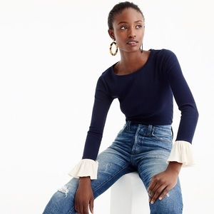 J. Crew Ribbed Bell Sleeve Top